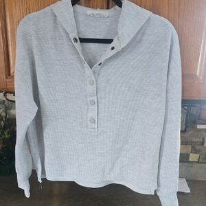 Hippie Rose Light Gray Button-Up Hoodie